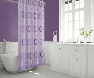 Banyo Perdesi 1x180x200 Tek Kanat Duş Perdesi Halka Hediyeli Duşakabin Perdesi 5033 Lila