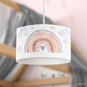 Genç Çocuk ve Bebek Odası Kalpli Gökkuşağı ve Bulutlar Çocuk Sarkıt Avize