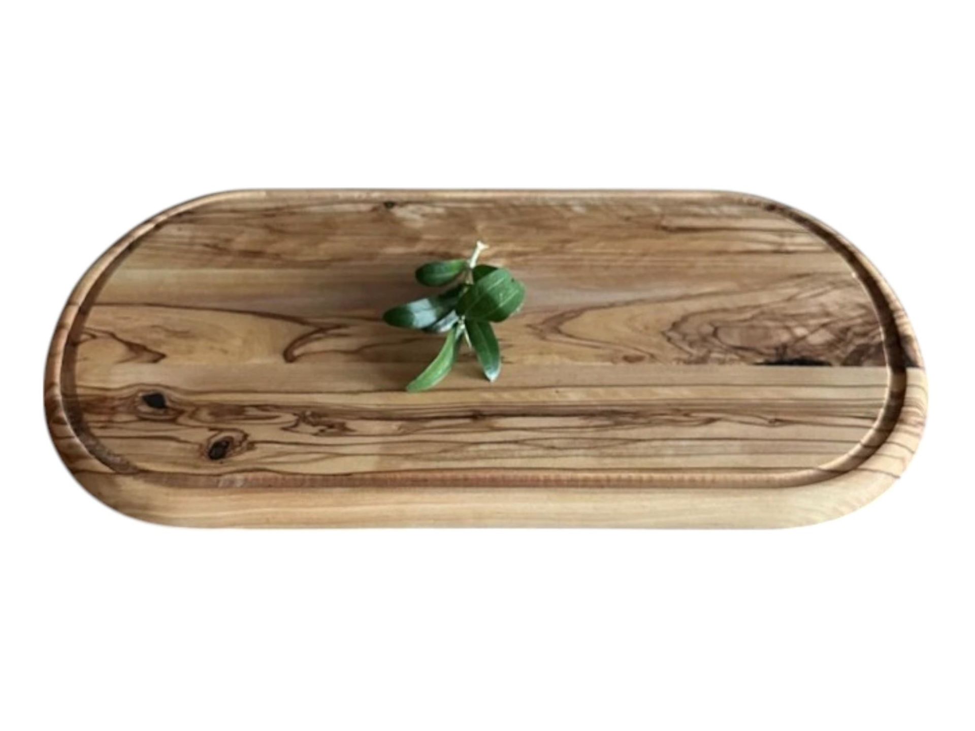 Zethome Zeytin Ağacı Ahşap Dikdörtgen Oluklu Steak Tahtası Büyük 37x18