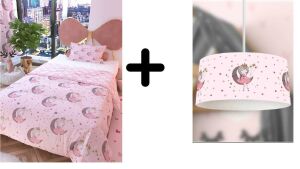 Zethome Ay Kız Avize ve Çift Taraflı Çocuk Nevresim Takımı 160x220 cm Pudra Set