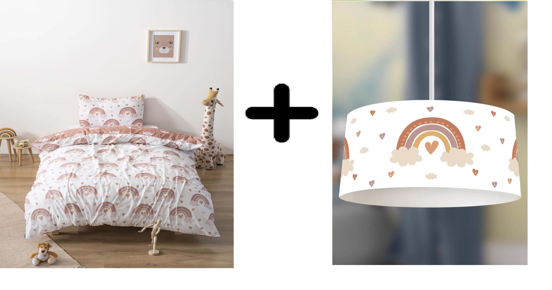 Zethome Bohem Gök Kuşağı Avize ve Çift Taraflı Çocuk Nevresim Takımı 160x220 cm Set