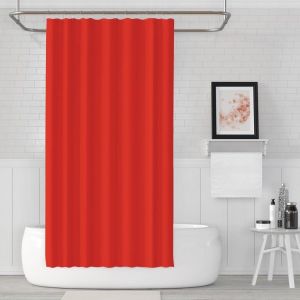 Banyo Perdesi 1x120x200 Tek Kanat Duş Perdesi Halka Hediyeli Duşakabin Perdesi 0010 Kırmızı