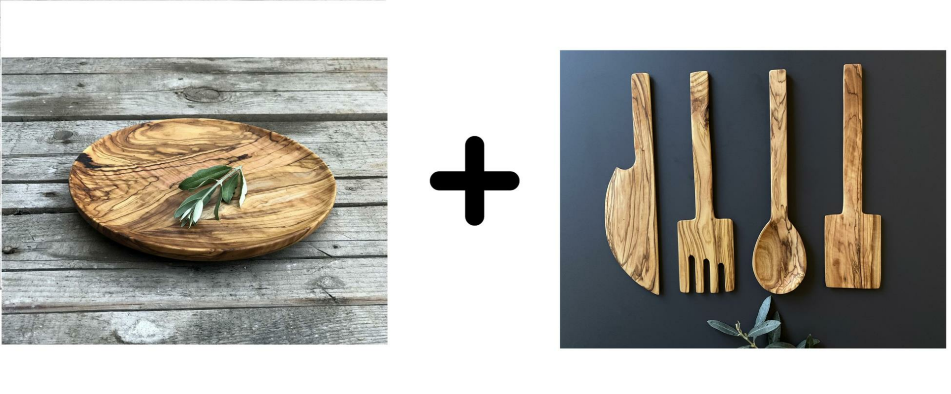 Zethome Zeytin Ağacı Servis Tabağı 25 cm Ve Dörtlü Servis Seti