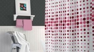 Banyo Perdesi 1x180x200 Tek Kanat Duş Perdesi Halka Hediyeli Duşakabin Perdesi 4961 Pembe