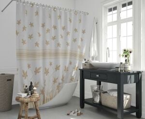 Banyo Perdesi 1x180x200 Tek Kanat Duş Perdesi Halka Hediyeli Duşakabin Perdesi 9818