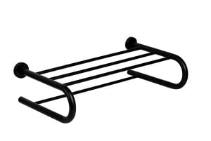 Destekli Raf Havluluk Havlu Askısı Siyah Paslanmaz Otel Banyo