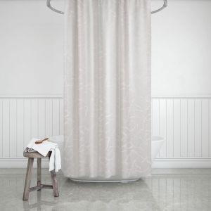 Banyo Perdesi 2x110x200 Çift Kanat Duş Perdesi Halka Hediyeli Duşakabin Perdesi 5026 Beyaz