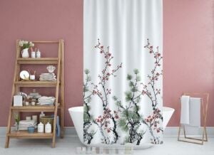 Banyo Perdesi 2x120x200 Çift Kanat Duş Perdesi Halka Hediyeli 7766