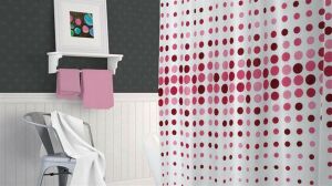 Banyo Perdesi 2x110x200 Çift Kanat Duş Perdesi Halka Hediyeli Duşakabin Perdesi 4961 Pembe