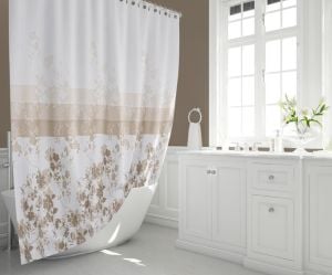 Banyo Perdesi 2x120x200 Çift Kanat Duş Perdesi Halka Hediyeli 4131