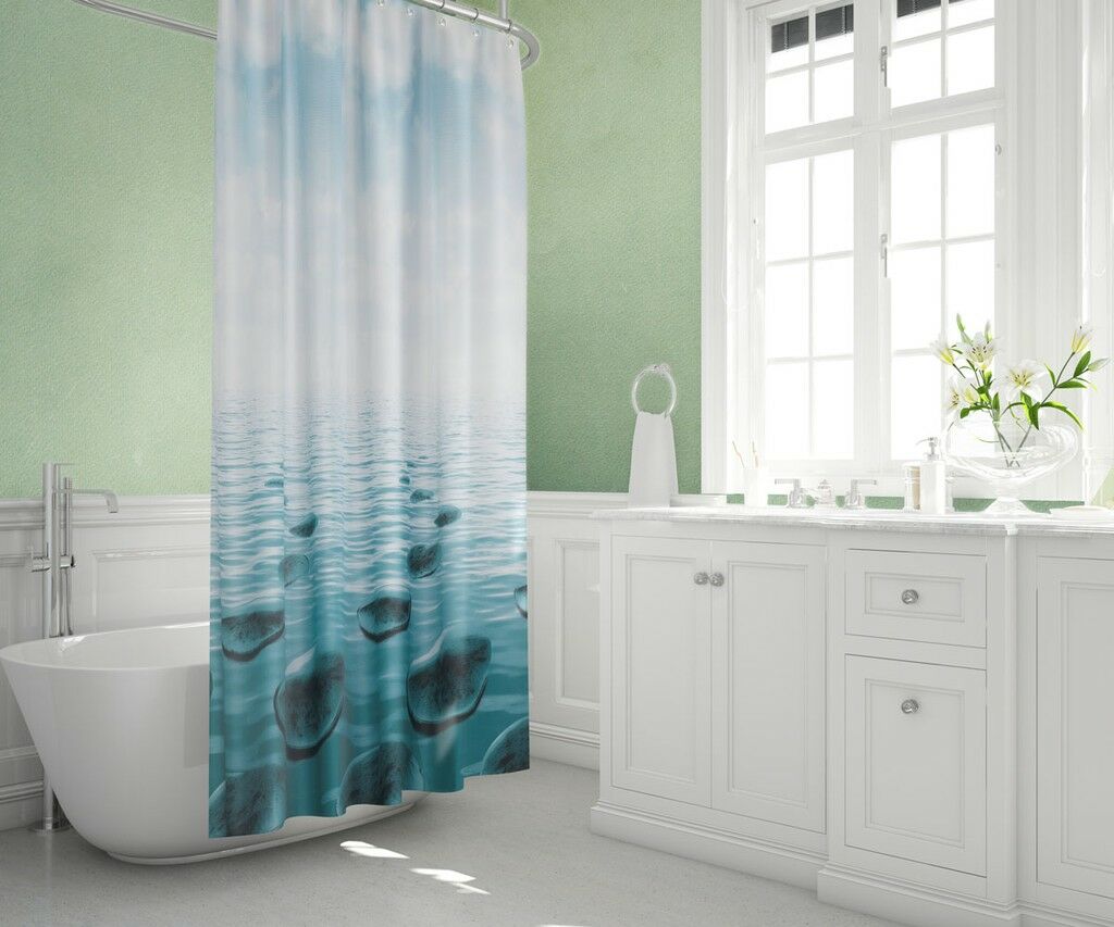 Banyo Perdesi 2x120x200 Çift Kanat Duş Perdesi Halka Hediyeli Duşakabin Perdesi 5075