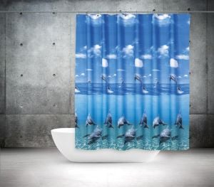 Banyo Perdesi 2x120x200 Çift Kanat Duş Perdesi Halka Hediyeli Duşakabin Perdesi 8852