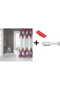 Banyo Duş Perdesi 10149 120x200 Perde Borusu Askı Aparatı 90x130 Hediyeli