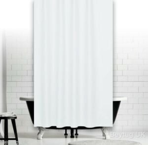 Banyo Perdesi 2x120x200 Çift Kanat Duş Perdesi Halka Hediyeli Duşakabin Perdesi 0010 Beyaz