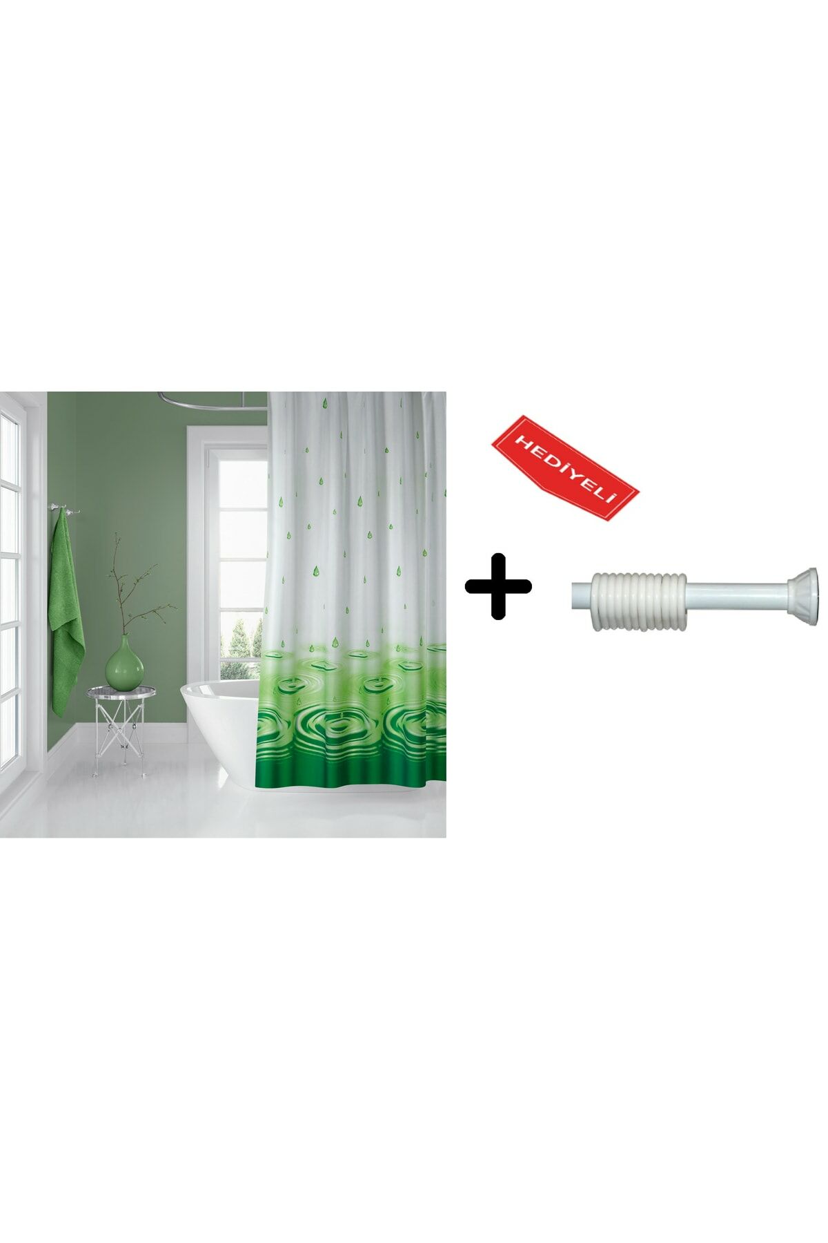 Banyo Duş Perdesi 5020 120x200 Perde Borusu Askı Aparatı 90x130 Hediyeli