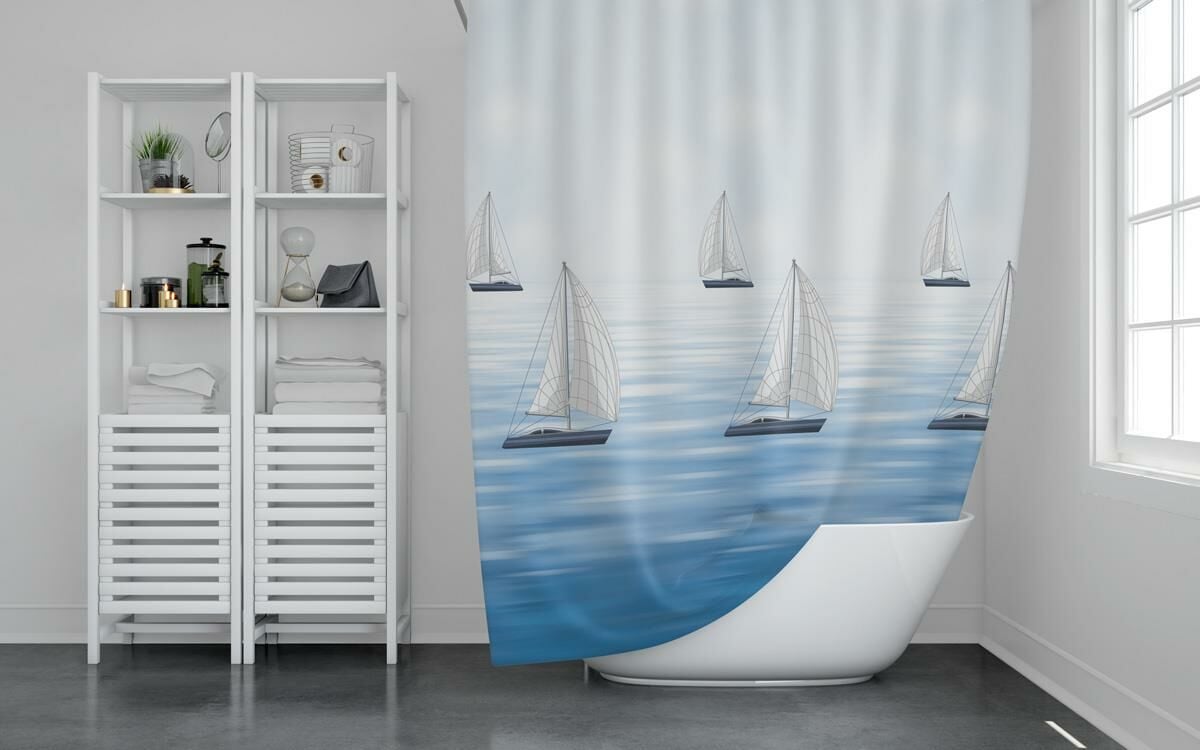 Banyo Perdesi 1x180x200 Tek Kanat Duş Perdesi Halka Hediyeli Duşakabin Perdesi 9889