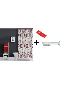 Banyo Duş Perdesi 4954 Karma 110x200 Perde Borusu Askı Aparatı 90x130 Hediyeli