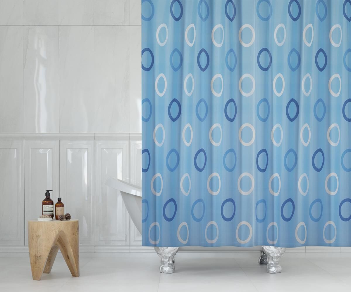 Banyo Perdesi 1x180x200 Tek Kanat Duş Perdesi Halka Hediyeli Duşakabin Perdesi 5033 Mavi