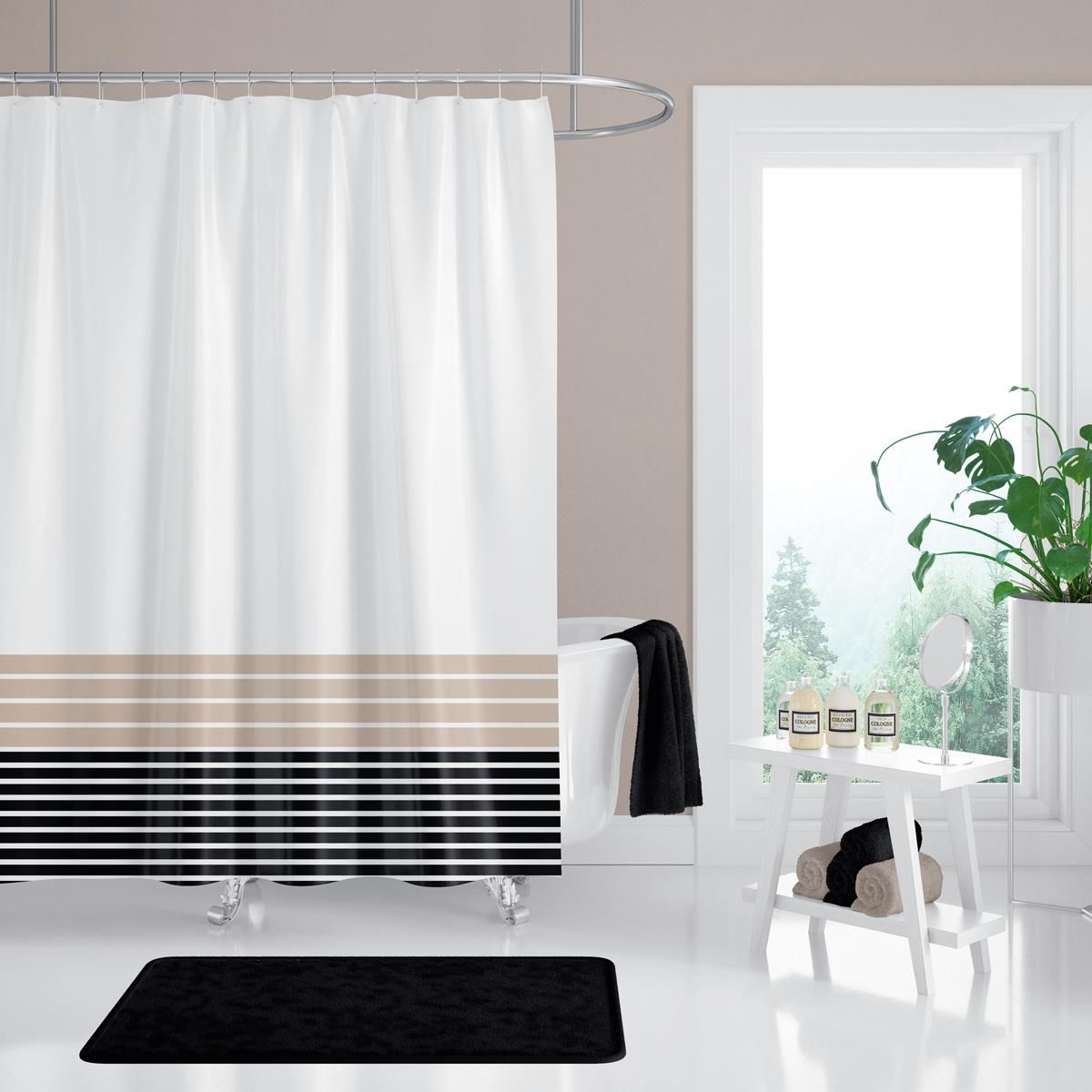 Banyo Perdesi 1x120x200 Tek Kanat Duş Perdesi Halka Hediyeli Duşakabin Perdesi 2108