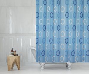 Banyo Perdesi 1x120x200 Tek Kanat Duş Perdesi Halka Hediyeli Duşakabin Perdesi 5033 Mavi