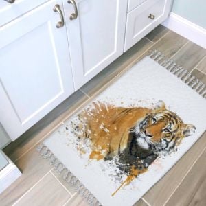Banyo Halısı Dijital Baskılı Banyo Paspası 50x80 Polyester Kaymaz Tabanlı Duş Paspası Tiger