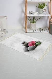 Banyo Halısı Dijital Baskılı Banyo Paspası 50x80 Polyester Kaymaz Tabanlı Duş Paspası Spa