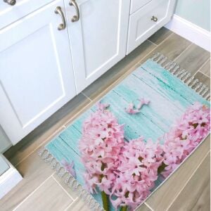 Banyo Halısı Dijital Baskılı Banyo Paspası 50x80 Polyester Kaymaz Tabanlı Duş Paspası Lilac