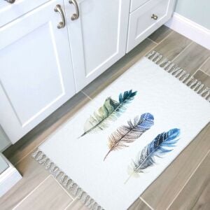 Banyo Halısı Dijital Baskılı Banyo Paspası 50x80 Polyester Kaymaz Tabanlı Duş Paspası Plume