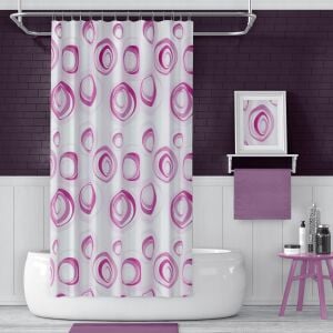 Banyo Perdesi 2x110x200 Çift Kanat Duş Perdesi Halka Hediyeli Duşakabin Perdesi 4954 Pembe