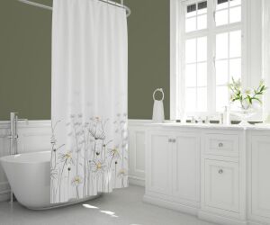 Banyo Perdesi 2x120x200 Çift Kanat Duş Perdesi Halka Hediyeli Duşakabin Perdesi 8441