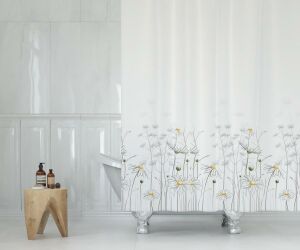 Banyo Perdesi 1x120x200 Tek Kanat Duş Perdesi Halka Hediyeli Duşakabin Perdesi 8441