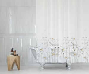 Banyo Perdesi 1x240x200 Tek Kanat Duş Perdesi Halka Hediyeli Duşakabin Perdesi 8441