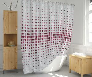 Banyo Perdesi 1x110x200 Tek Kanat Duş Perdesi Halka Hediyeli 4961 Pembe