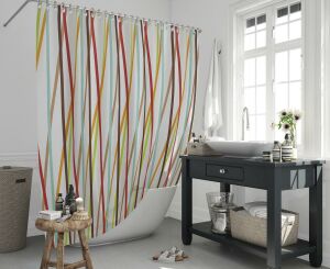 Banyo Perdesi 1x240x200 Tek Kanat Duş Perdesi Halka Hediyeli Duşakabin Perdesi 6710