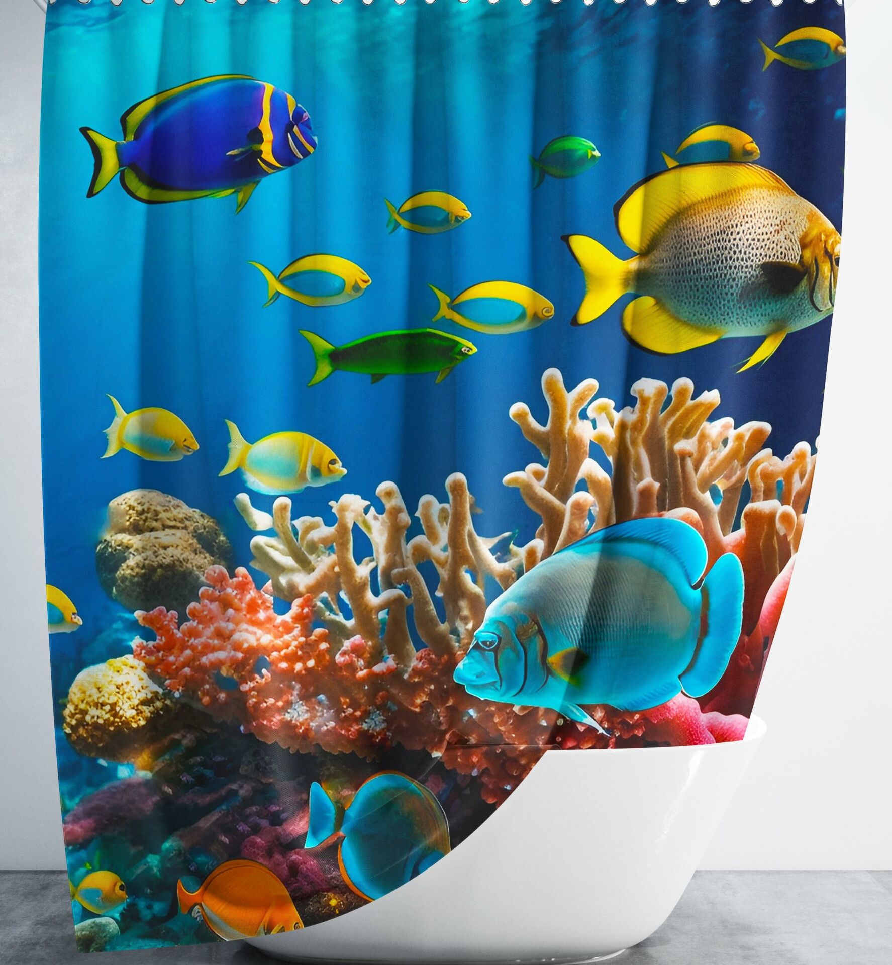 Banyo Perdesi 1x180x200 Tek Kanat Duş Perdesi Halka Hediyeli Duşakabin Perdesi Underwater 2