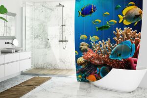 Banyo Perdesi 1x180x200 Tek Kanat Duş Perdesi Halka Hediyeli Duşakabin Perdesi Underwater 2