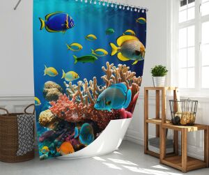 Banyo Perdesi 1x180x200 Tek Kanat Duş Perdesi Halka Hediyeli Duşakabin Perdesi Underwater 2