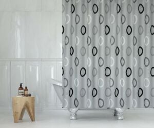 Banyo Perdesi 1x120x200 Tek Kanat Duş Perdesi Halka Hediyeli 5033 Gri