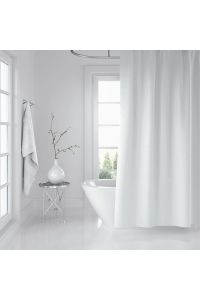 Banyo Perdesi Beyaz 1x180x200, Perde Borusu Askı Aparatı Köşe Boru Beyaz Hediyeli, Duş Perdesi Seti