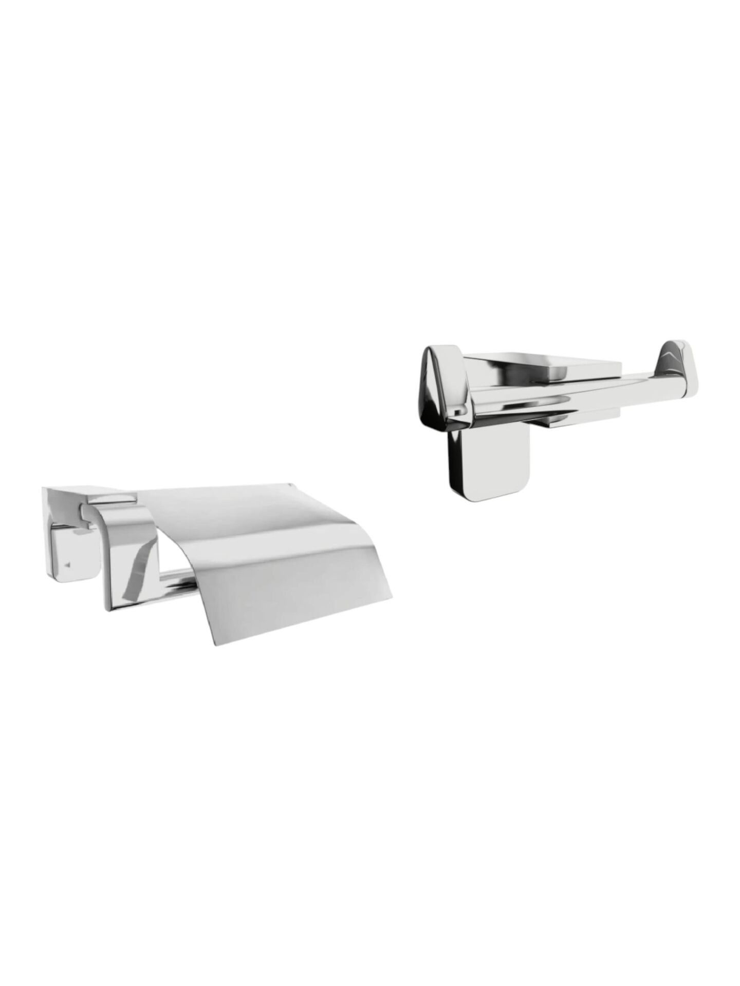 F1 Serisi Krom Paslanmaz Kapaklı Tuvalet Kağıtlık ve Bornoz Banyo Seti