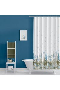 Banyo Perdesi 2558 1x180x200, Perde Borusu Askı Aparatı Köşe Boru Beyaz Hediyeli, Duş Perdesi Seti