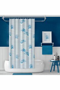 Banyo Perdesi 7085 2x110x200, Perde Borusu Askı Aparatı Köşe Boru Beyaz Hediyeli, Duş Perdesi Seti