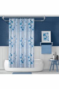 Banyo Perdesi 4246 2x110x200, Perde Borusu Askı Aparatı Köşe Boru Beyaz Hediyeli, Duş Perdesi Seti