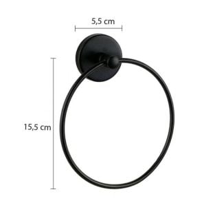 Paslanmaz Yuvarlak Banyo Mutfak Havlu Askısı Havluluk Siyah