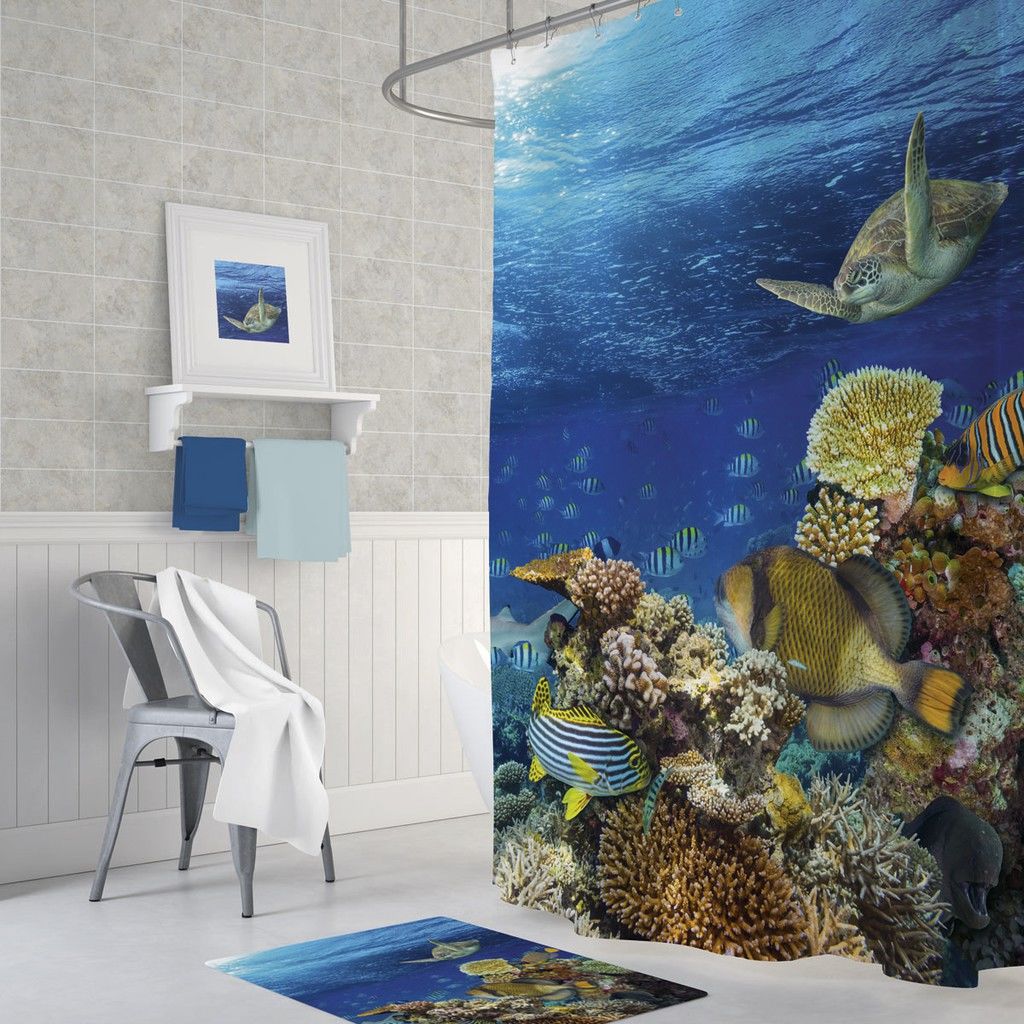 Banyo Perdesi 1x180x200 Tek Kanat Duş Perdesi Halka Hediyeli Duşakabin Perdesi Aquarium