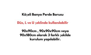 Banyo Perde Borusu Köşe Boru 90x3 Krem Duş Perde Borusu Perde Askısı Duş Borusu Metal