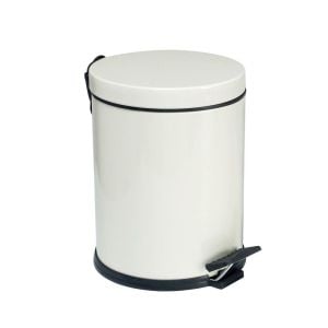 Paslanmaz Kapaklı Banyo Çöp Kovası Ofis Çöp Kovası 3 Lt Beyaz