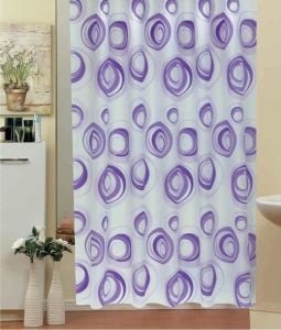 Banyo Perdesi 1x110x200 Tek Kanat Duş Perdesi Halka Hediyeli 4954 Lila