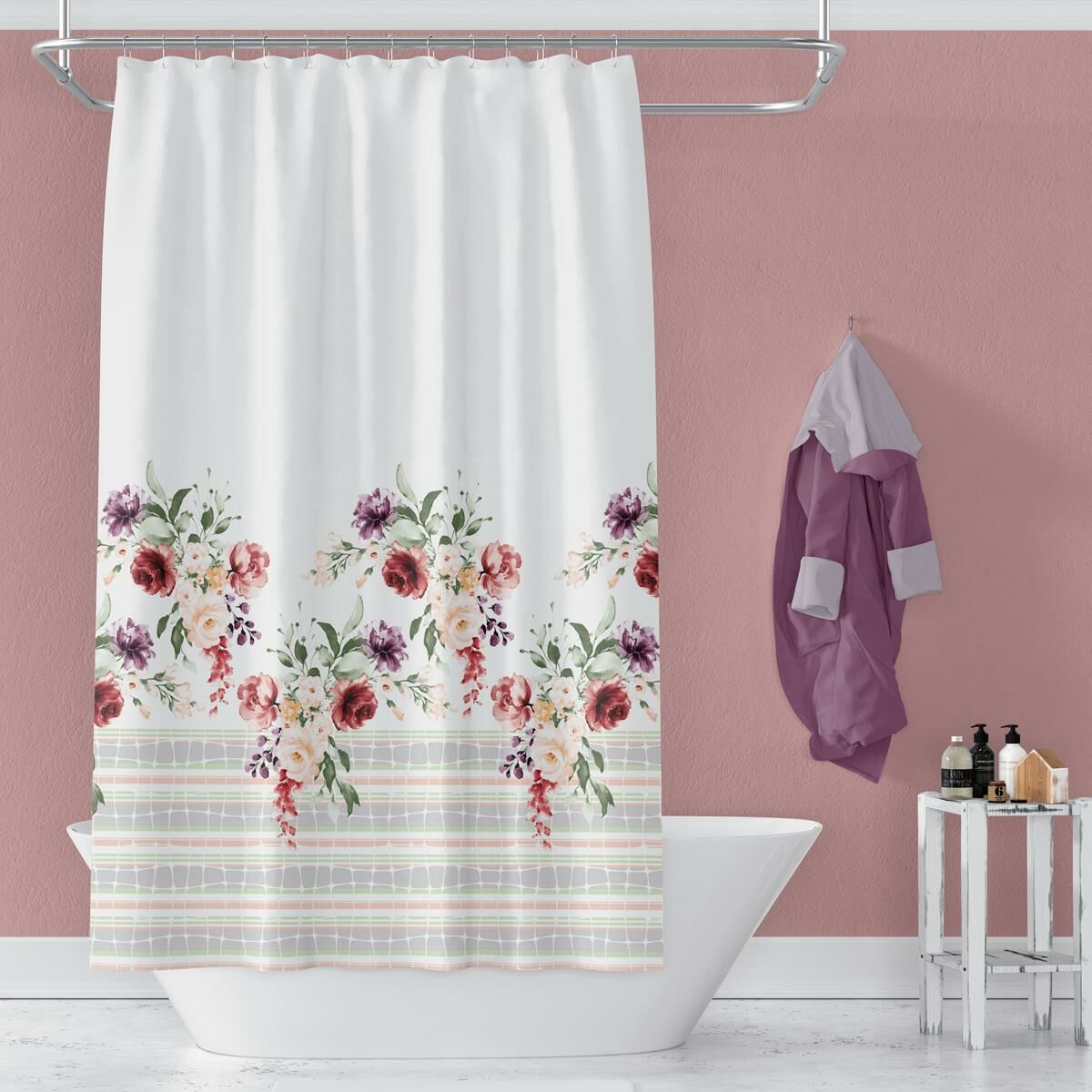 Banyo Perdesi 1x100x200 Tek Kanat Duş Perdesi Halka Hediyeli Duşakabin Perdesi 11237