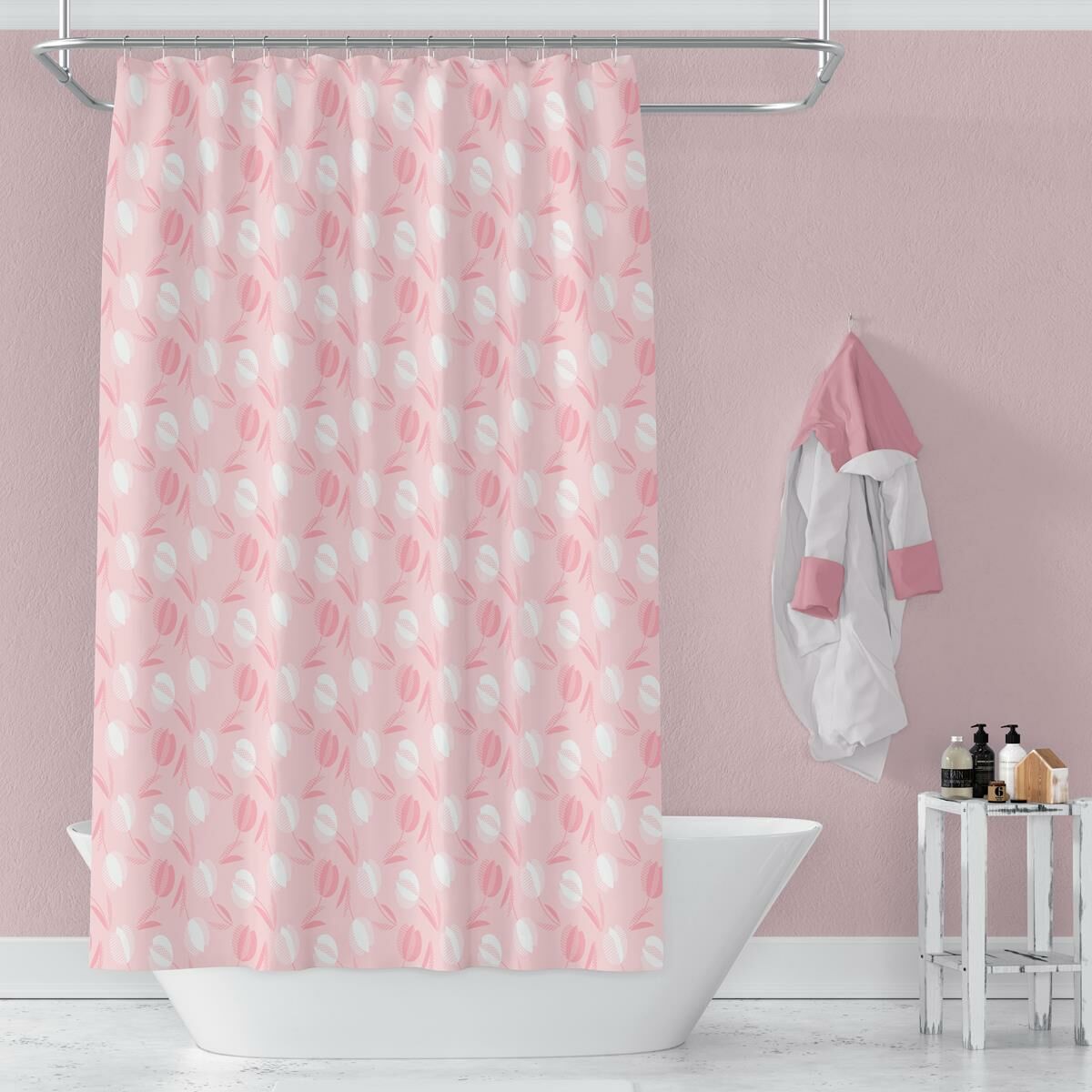 Banyo Perdesi 2x100x200 Çift Kanat Duş Perdesi Halka Hediyeli 2881